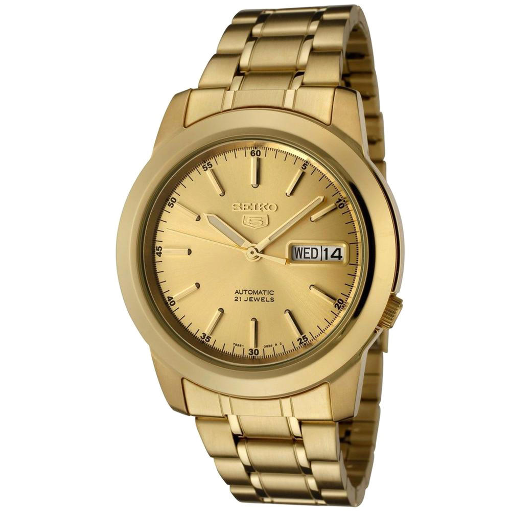 Seiko SNKE56 Men's 5 Gold Dial Gold Tone Stainless Steel Automatic Watch