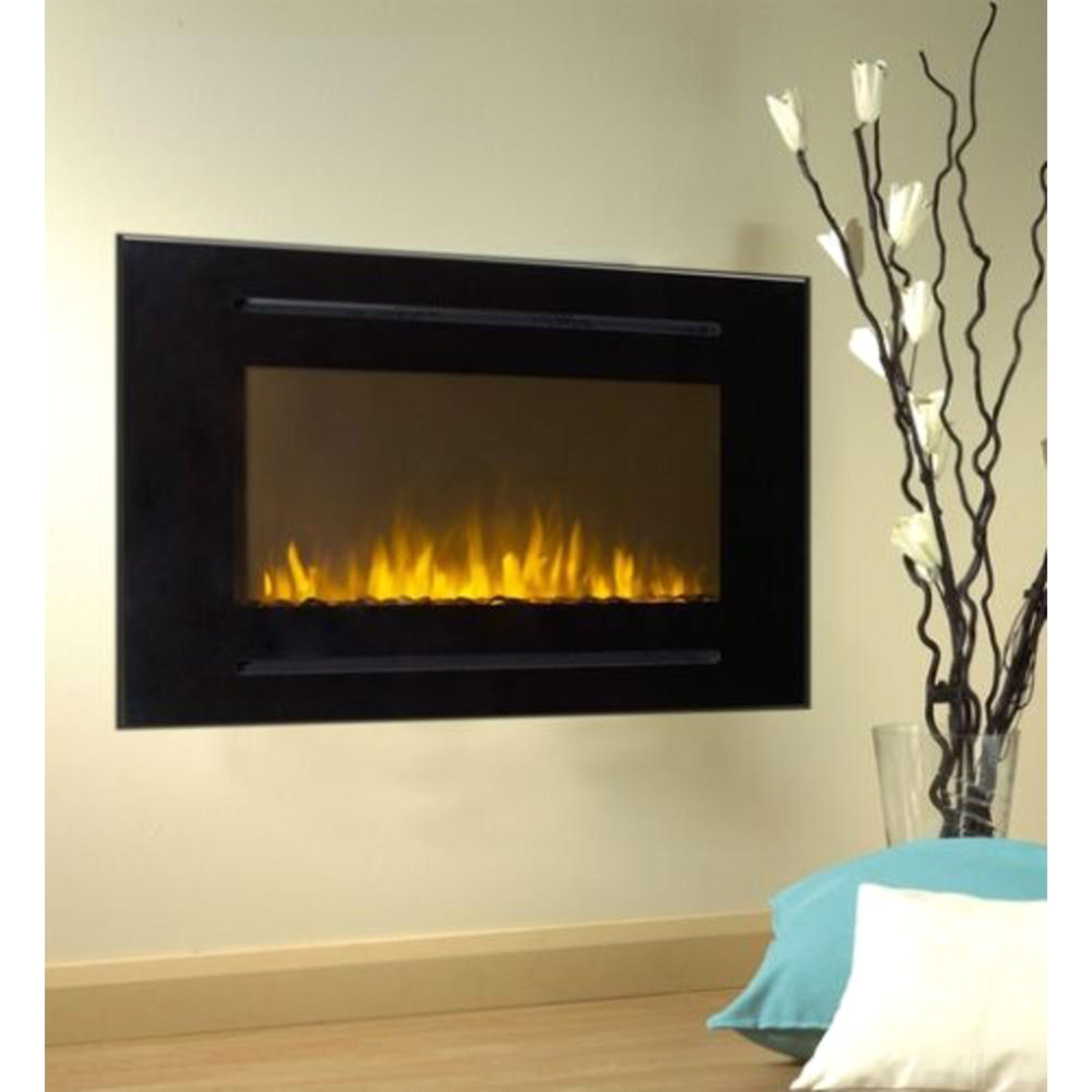 Touchstone Forte 40" Wall Inset Design Wall Mounted Electric Fireplace - Black