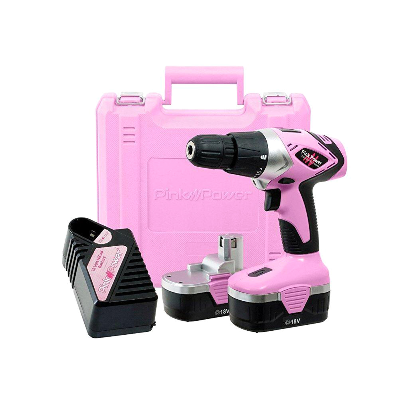 Pink Power PP182 18V Cordless Pink Drill Set for Women