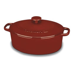 Cuisinart CI755-30CR Chef's Classic Enameled Cast Iron 5-1/2-Quart Oval Covered Casserole, Cardinal Red