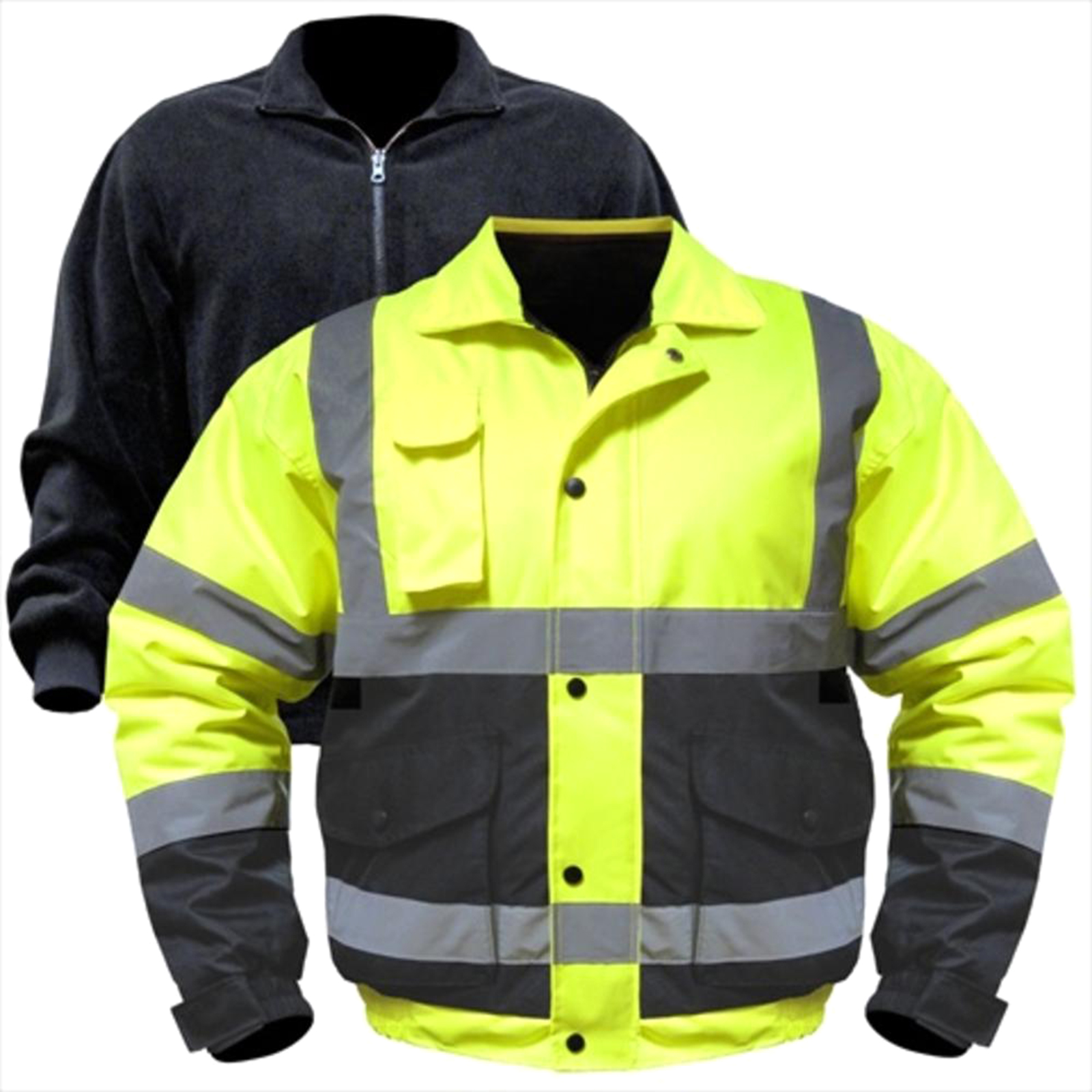 Utility Pro High Visibility Bomber Jacket With Zip Outliner - Yellow