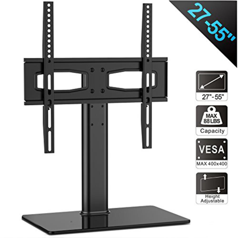 Fitueyes TT104201GB Universal Table Top Flat Screen TV Stand Black