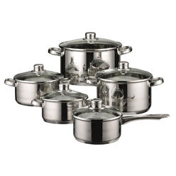 ELO Cookware elo skyline stainless steel kitchen induction cookware pots and pans set with air ventilated lids, 10-piece