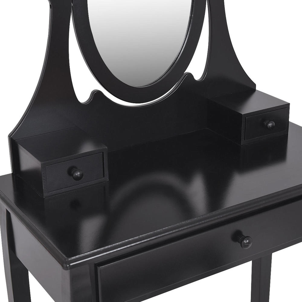 Goplus Wooden Makeup Dressing Table Set - Black