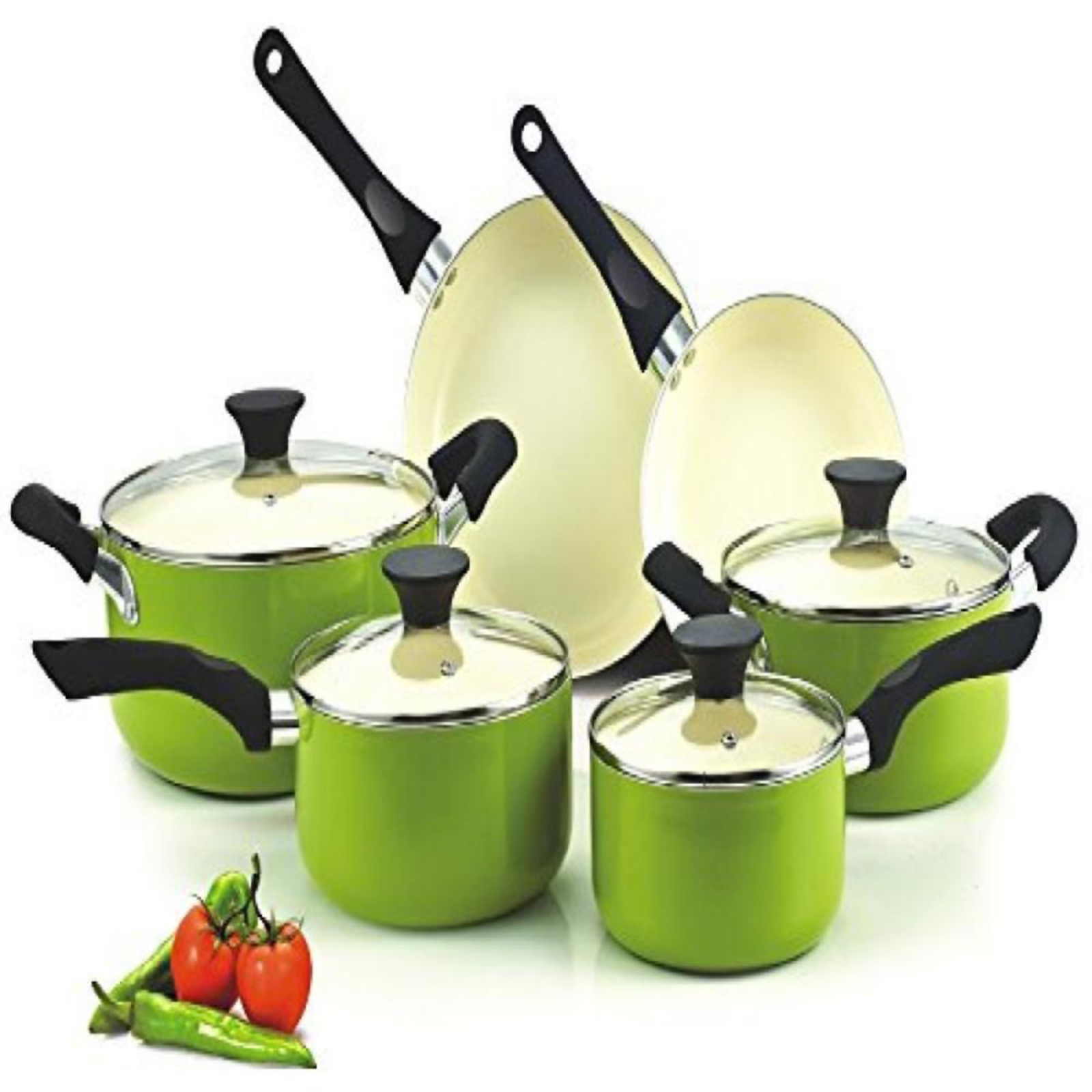 Cook N Home 10pc. Nonstick Ceramic Coating Cookware Set - Green