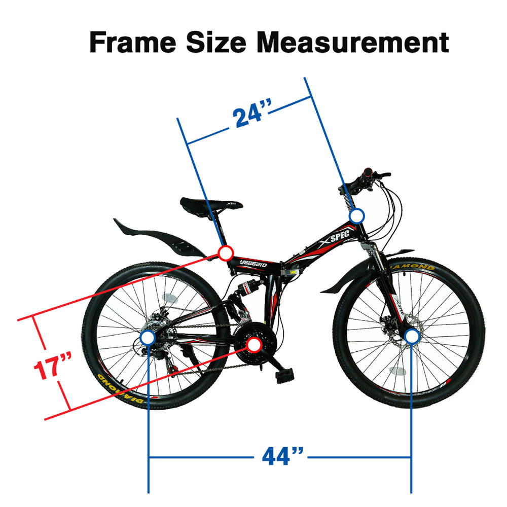 Xspec 26" Folding Mountain Bike with 21 Speed - Black