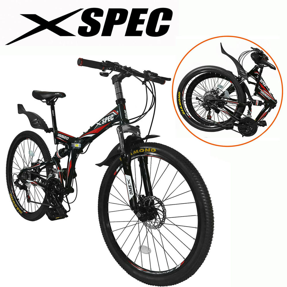 Xspec 26" Folding Mountain Bike with 21 Speed - Black