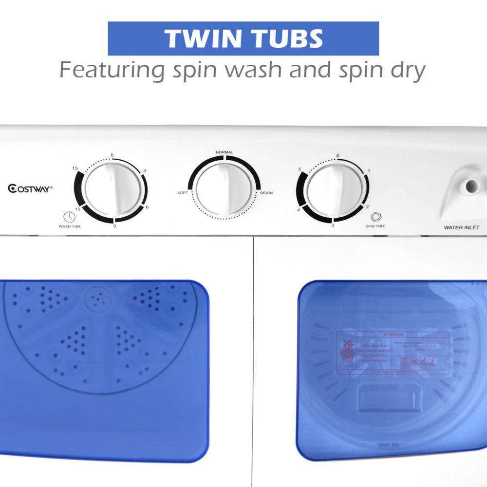 Costway EP23635 Mini Compact Twin Tub  17.6lb  Washing Machine