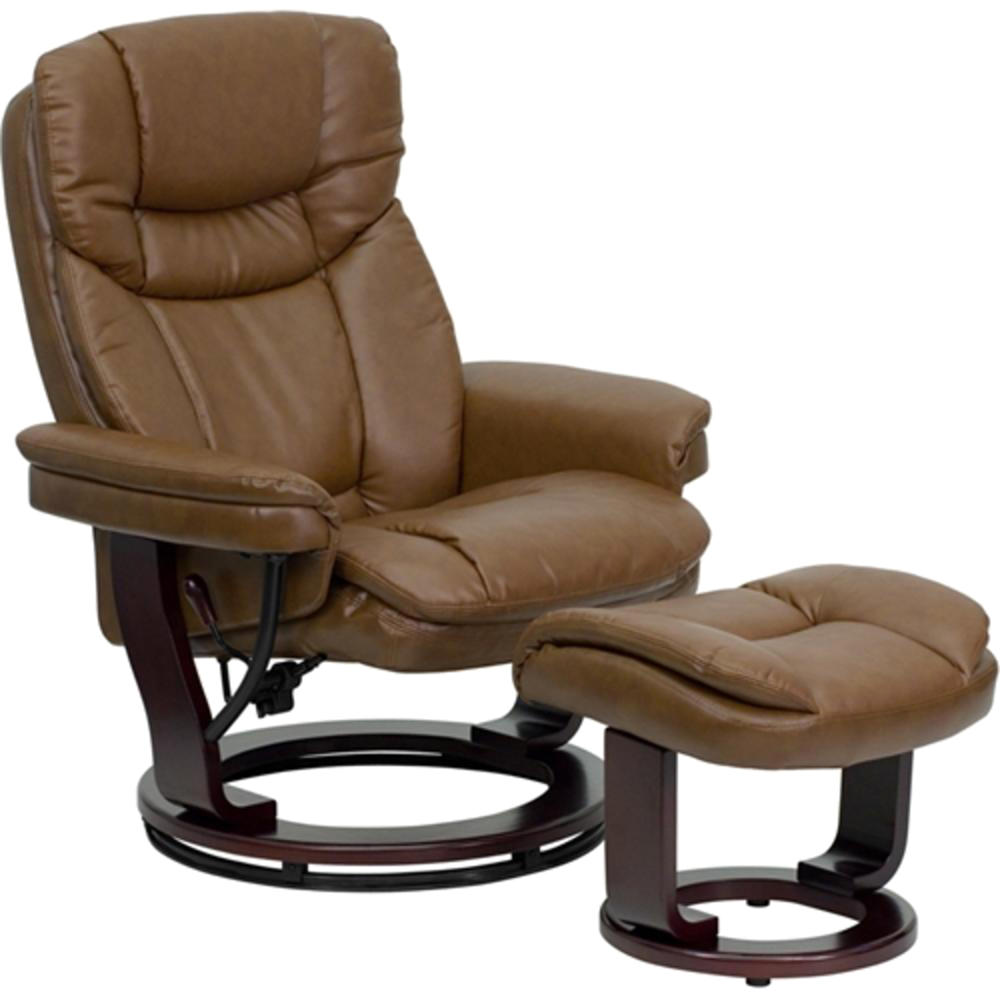 Flash Furniture Contemporary Palimino Leather Recliner and Ottoman with Swiveling Base