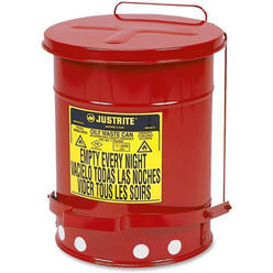 Justrite Manufacturing Company Llc Justrite Oily Waste Can, 6 Gallon Red, Steel, Each (JUS09100)