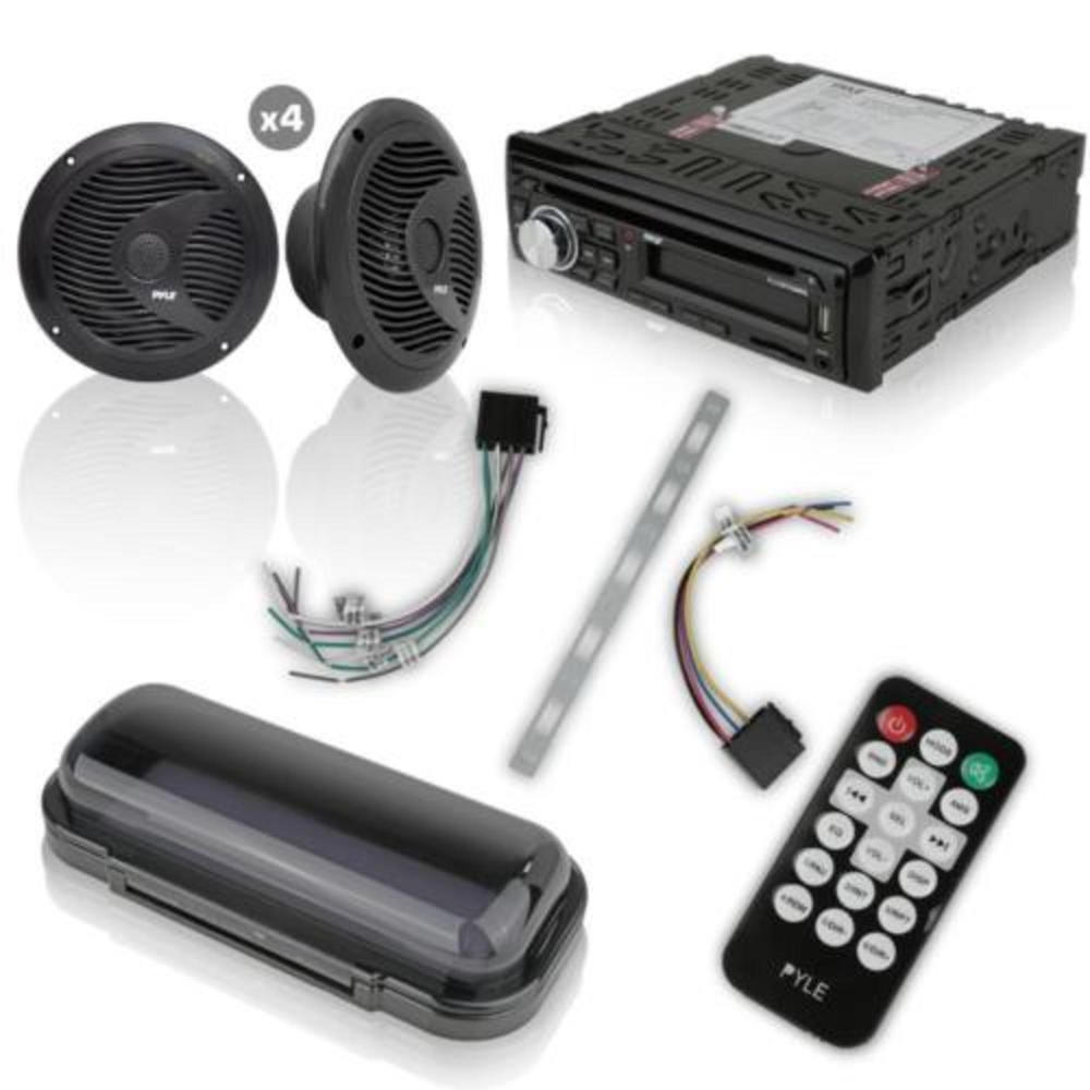 Pyle PLCDBT95MRB 6.5" Bluetooth Marine Stereo Radio Receiver Speaker Kit