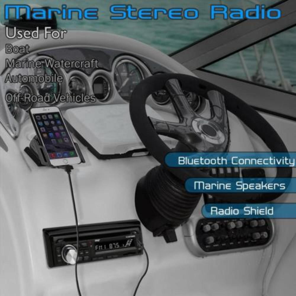 Pyle PLCDBT95MRB 6.5" Bluetooth Marine Stereo Radio Receiver Speaker Kit