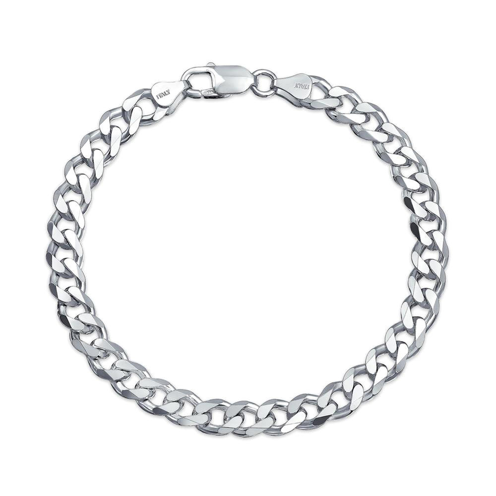 bling jewelry Men's 200 Gauge 9" Sterling Silver Curb Link Bracelet