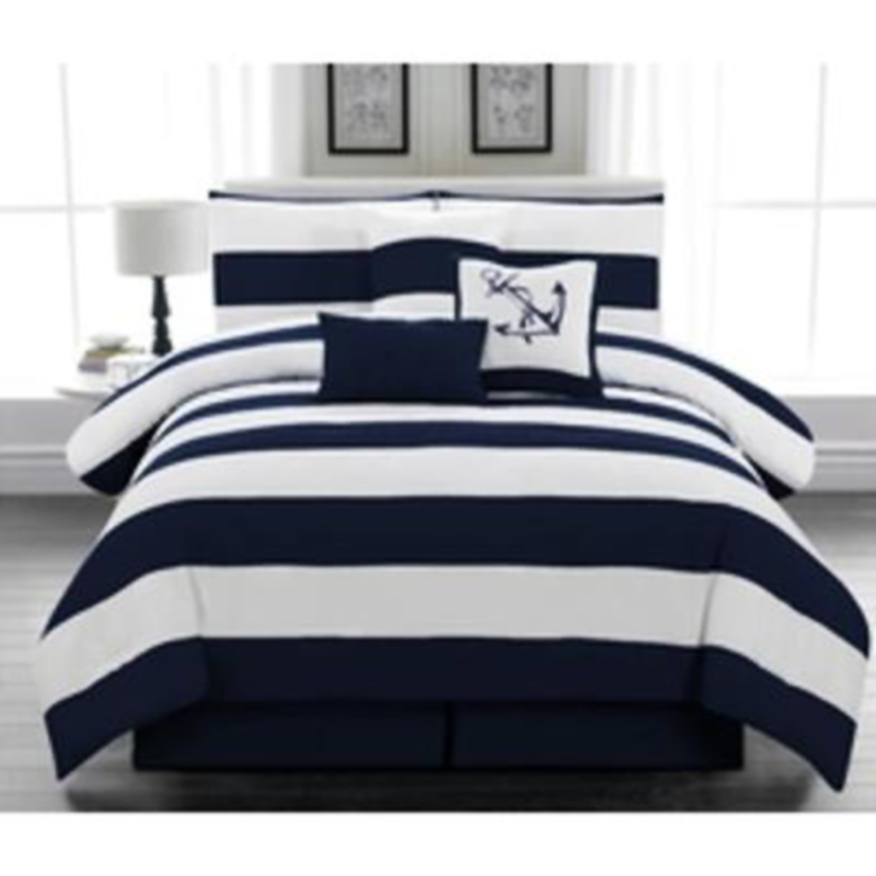 Legacy Decor 7pc. Nautical-Themed Comforter Set - Striped