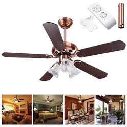 Yescom 48" 5 Blades Ceiling Fan with Light Kit 3 Speeds Antique Copper Reversible Remote Control