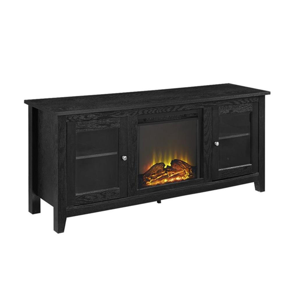 Walker Edison 58" Wood Fireplace TV Stand - Black