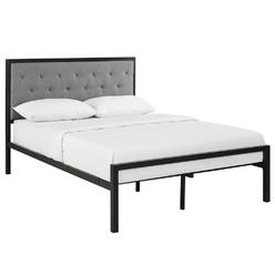 America Luxury Modway Mia Fabric Platform Bed Frame, Full, Brown Gray