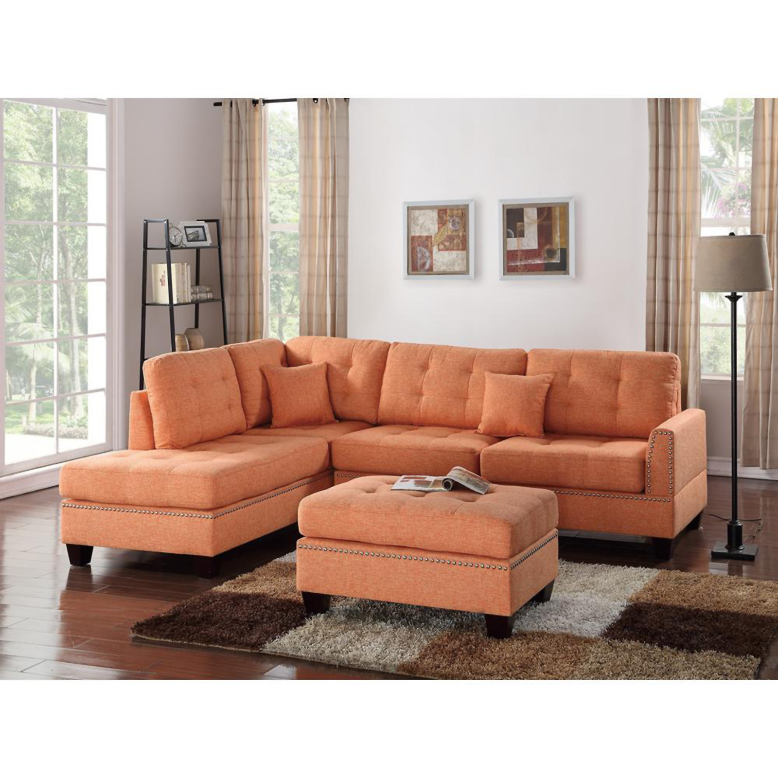 Orange Sectional Couches Linen Sears