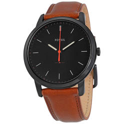 Fossil FS5305 Black Dial Minimalist Leather Watch for Mens