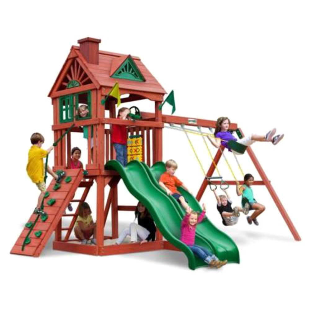 Gorilla PlaySets Double Down Swing Set Playhouse