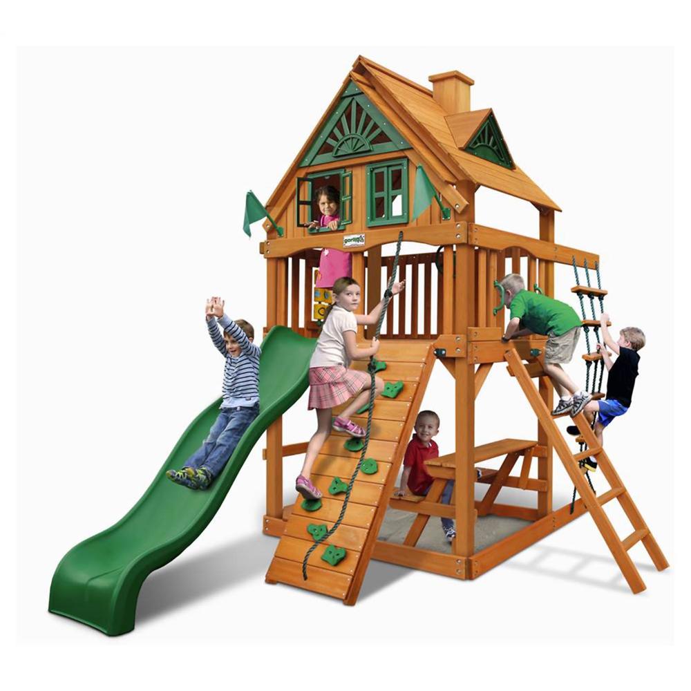 Gorilla PlaySets Chateau Tower Treehouse Swing Set with Amber Posts