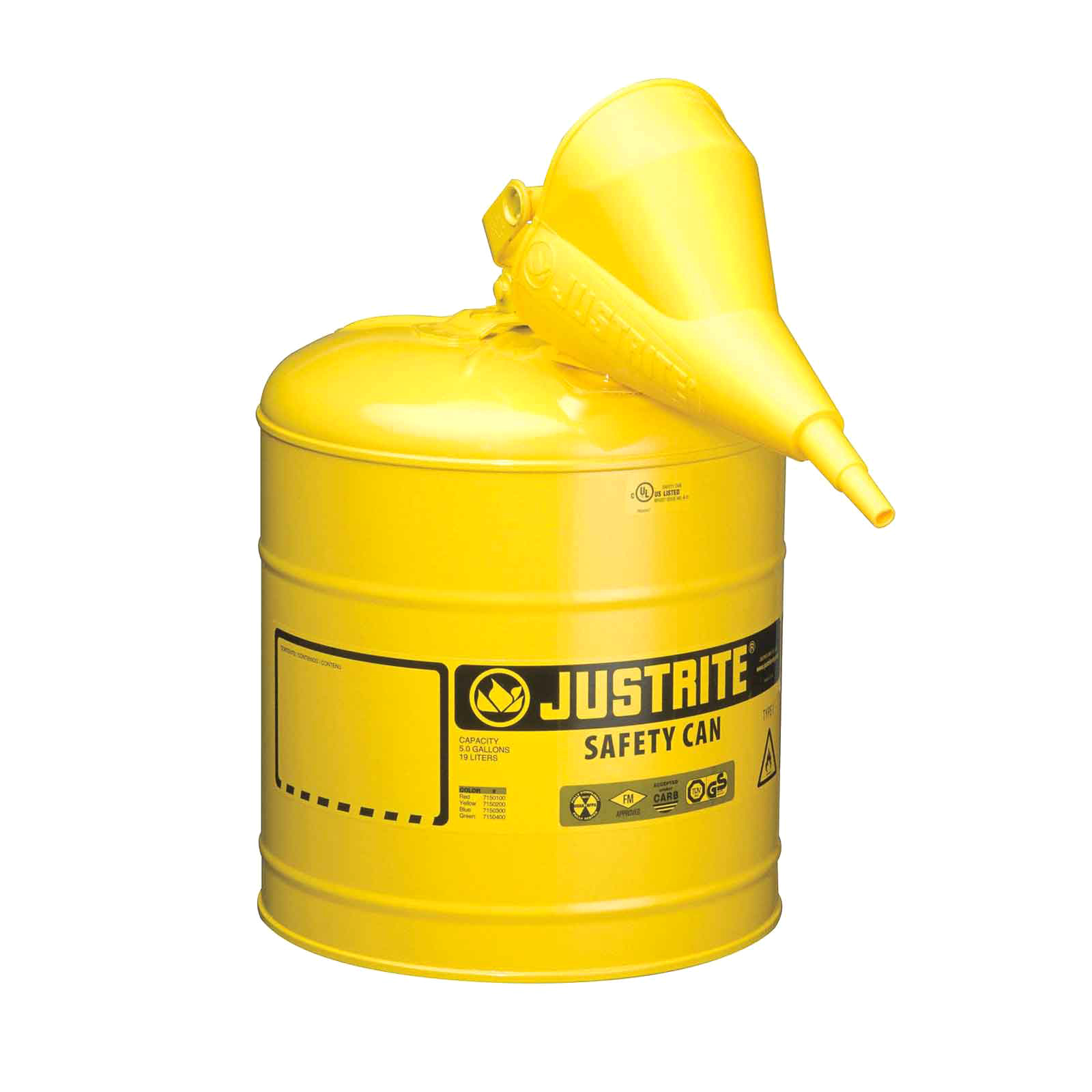 Justrite Mfg Safe Can Yellow With Funnel