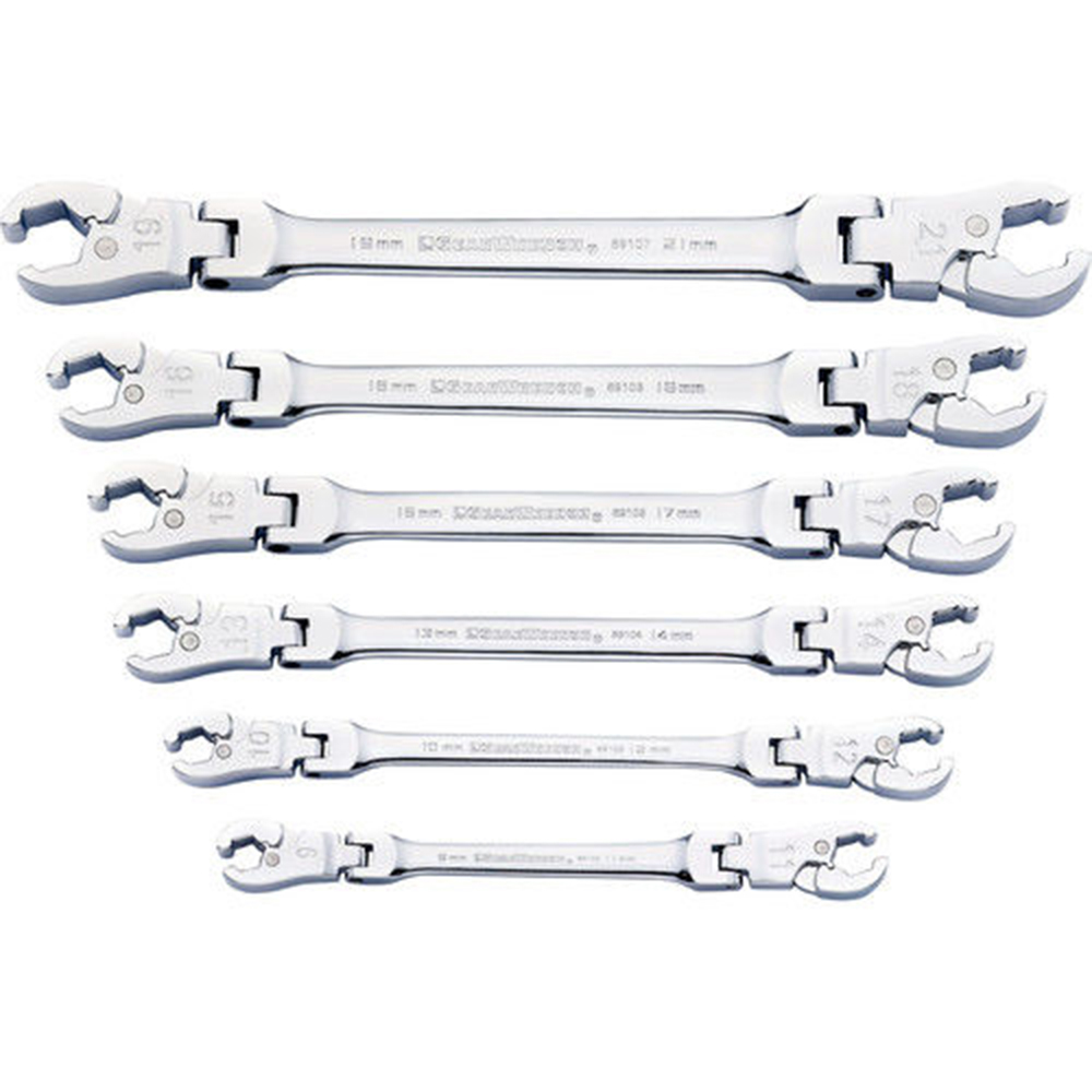 KD Tools 6pc. Ratcheting Flex Flare Nut Wrench Set