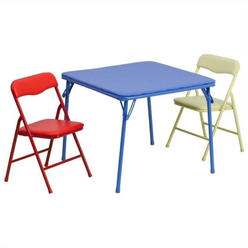 Lancaster Home Flash Furniture JB-10-CARD-GG  Kids Colorful 3 Piece Folding Table and Chair Set, , Blue