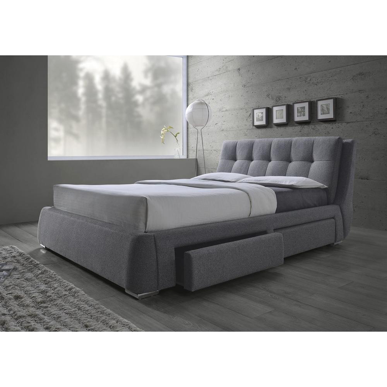Coaster King Size Storage Bed with Drawers - Grey