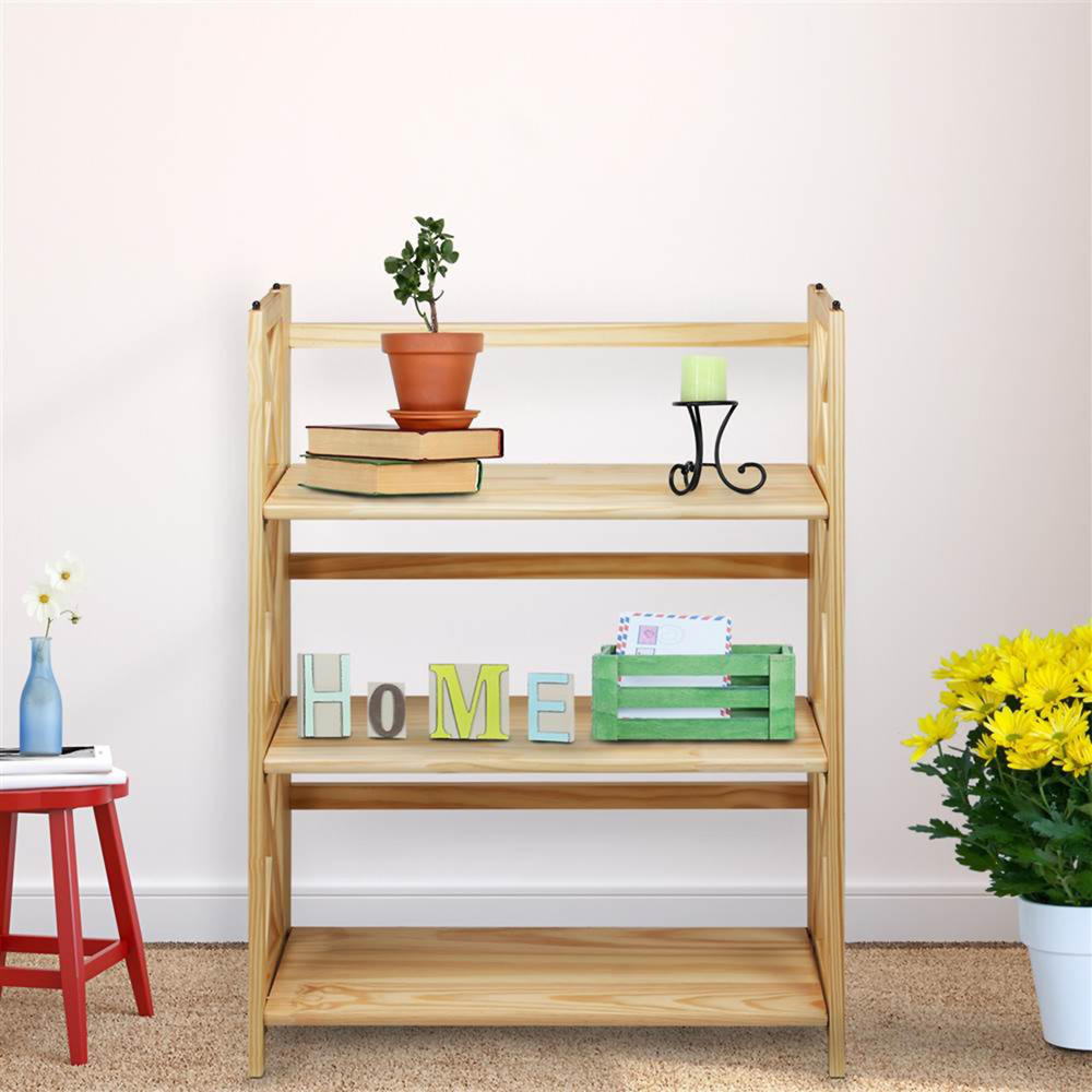 Casual Home Montego 3-Shelf Folding Bookcase - Natural Finish