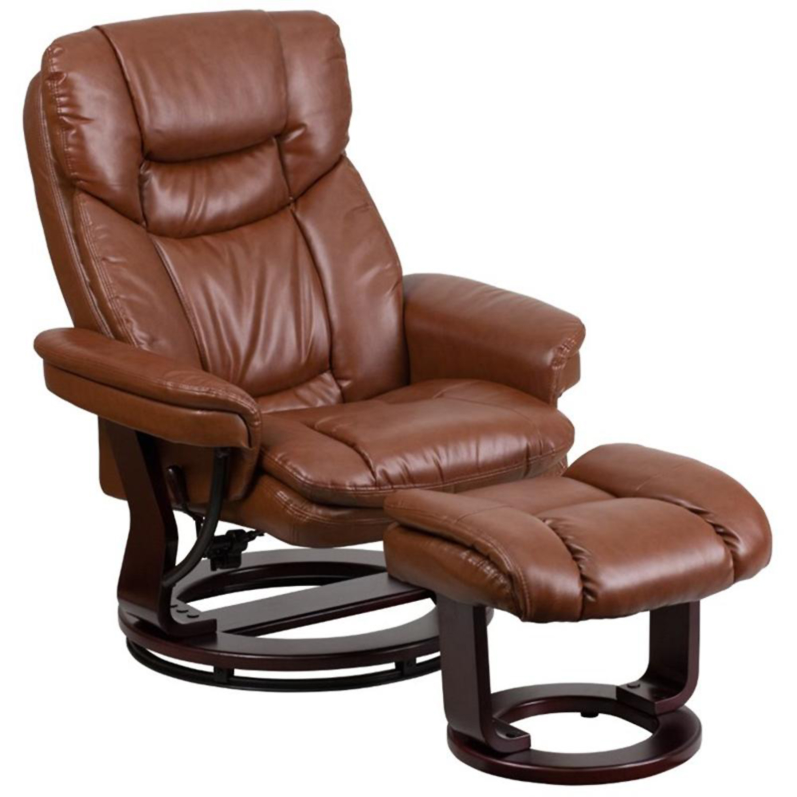 Flash Furniture Contemporary Leather Recliner with Ottoman - Vintage Brown