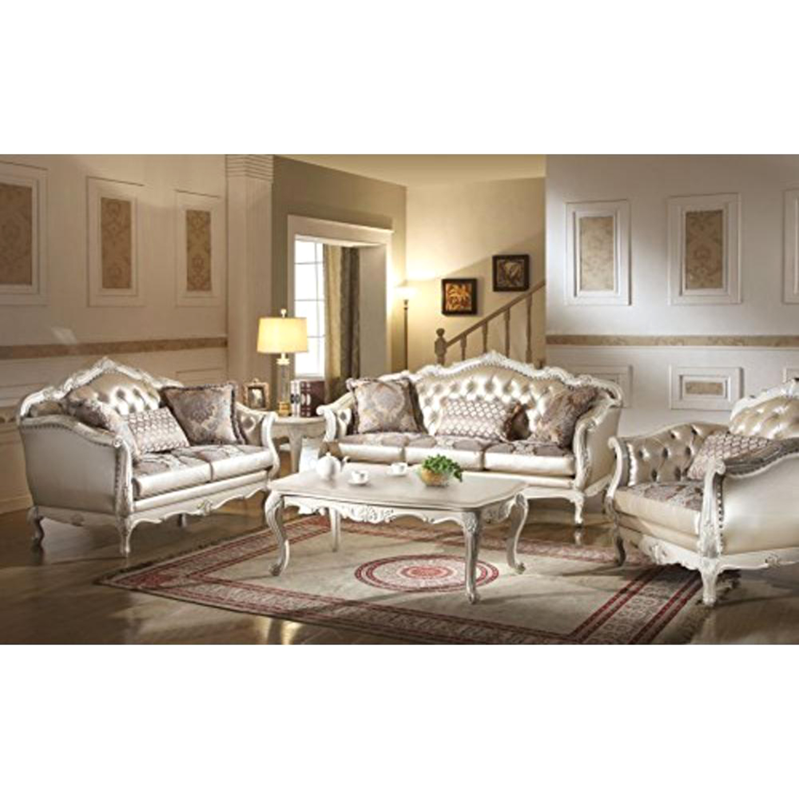 Acme Furniture Chantelle Leather Loveseat - Pearl White
