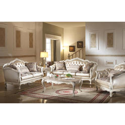 Acme Furniture Sofa (w/3 Pillows), Rose Gold PU/Fabric & Pearl White 53540