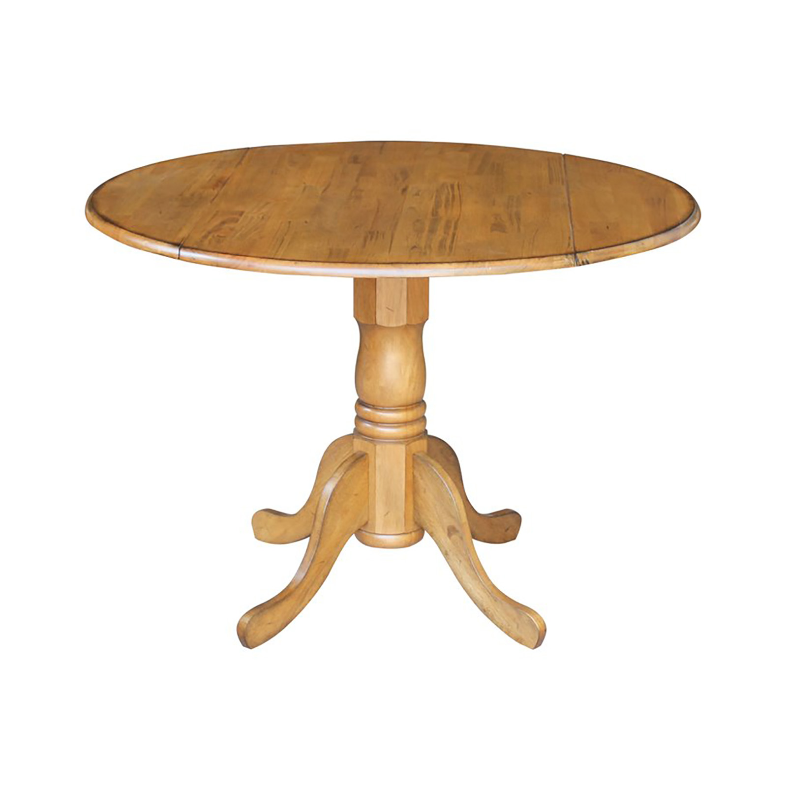 International Concepts Mason 42"Round Dual Drop Leaf Pedestal Dining Table in Pecan