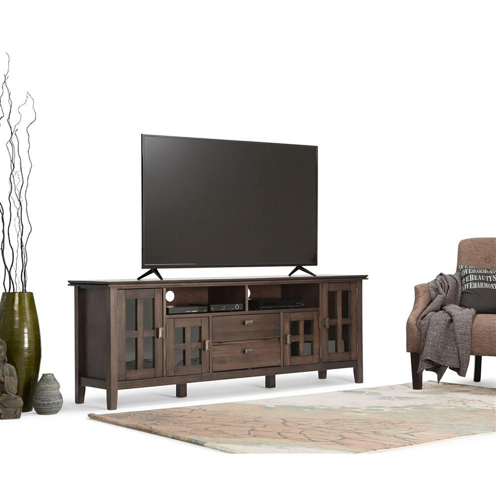 Simpli Home Artisan 72" TV Stand - Natural Aged Brown