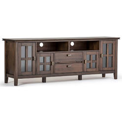 Simpli Home Artisan SOLID WOOD 72 inch Wide Transitional TV Media Stand in Natural Aged Brown For TVs up to 80 inches