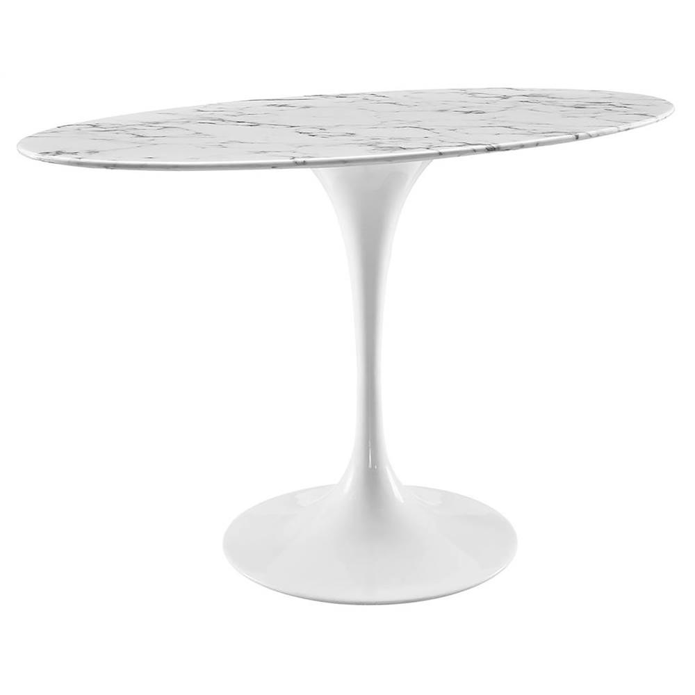 Modway Lippa 48" Oval Faux Marble Top Dining Table - White