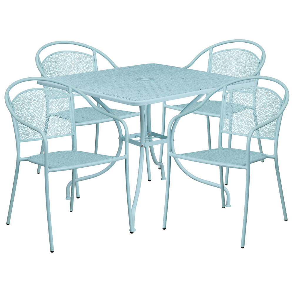 Flash Furniture 5pc. Steel Patio Table Set - Sky Blue
