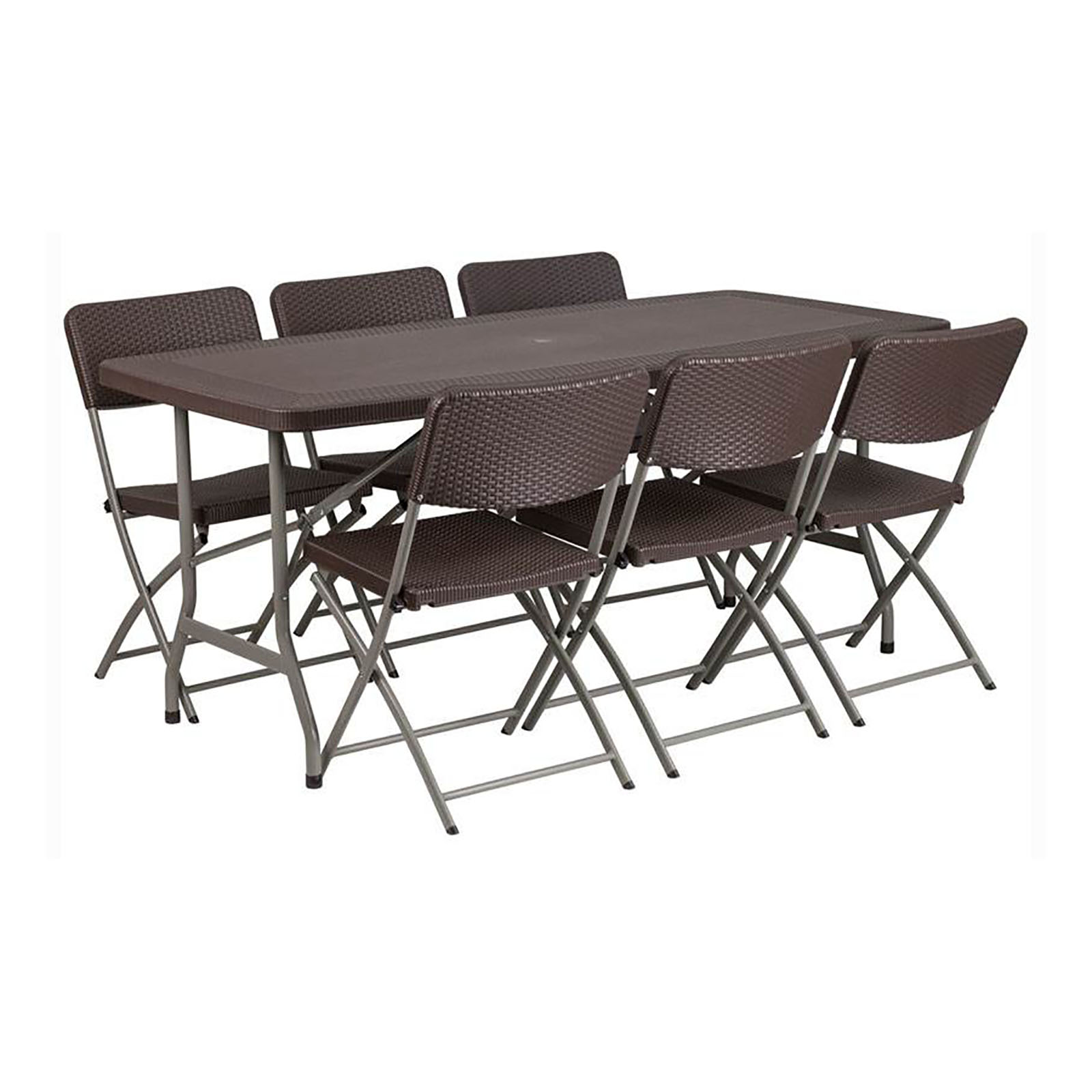 Flash Furniture 7pc. Contemporary Folding Table Set - Brown