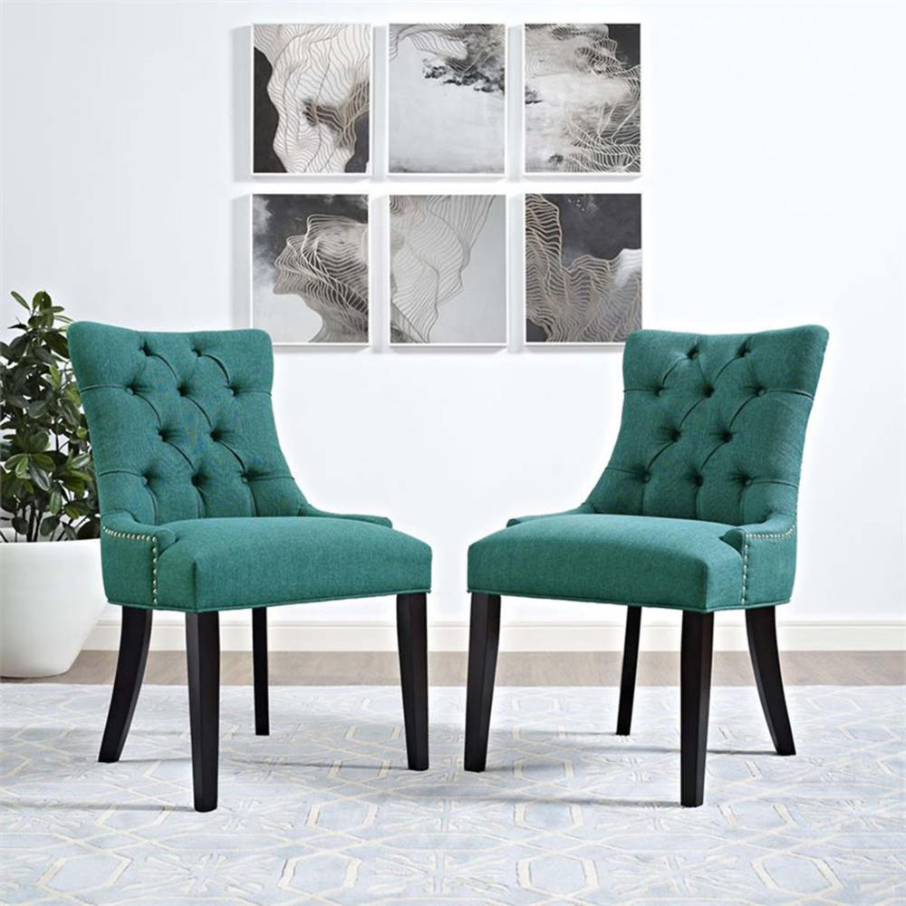Modway Regent Fabric Upholstered Dining Side Chair in Teal