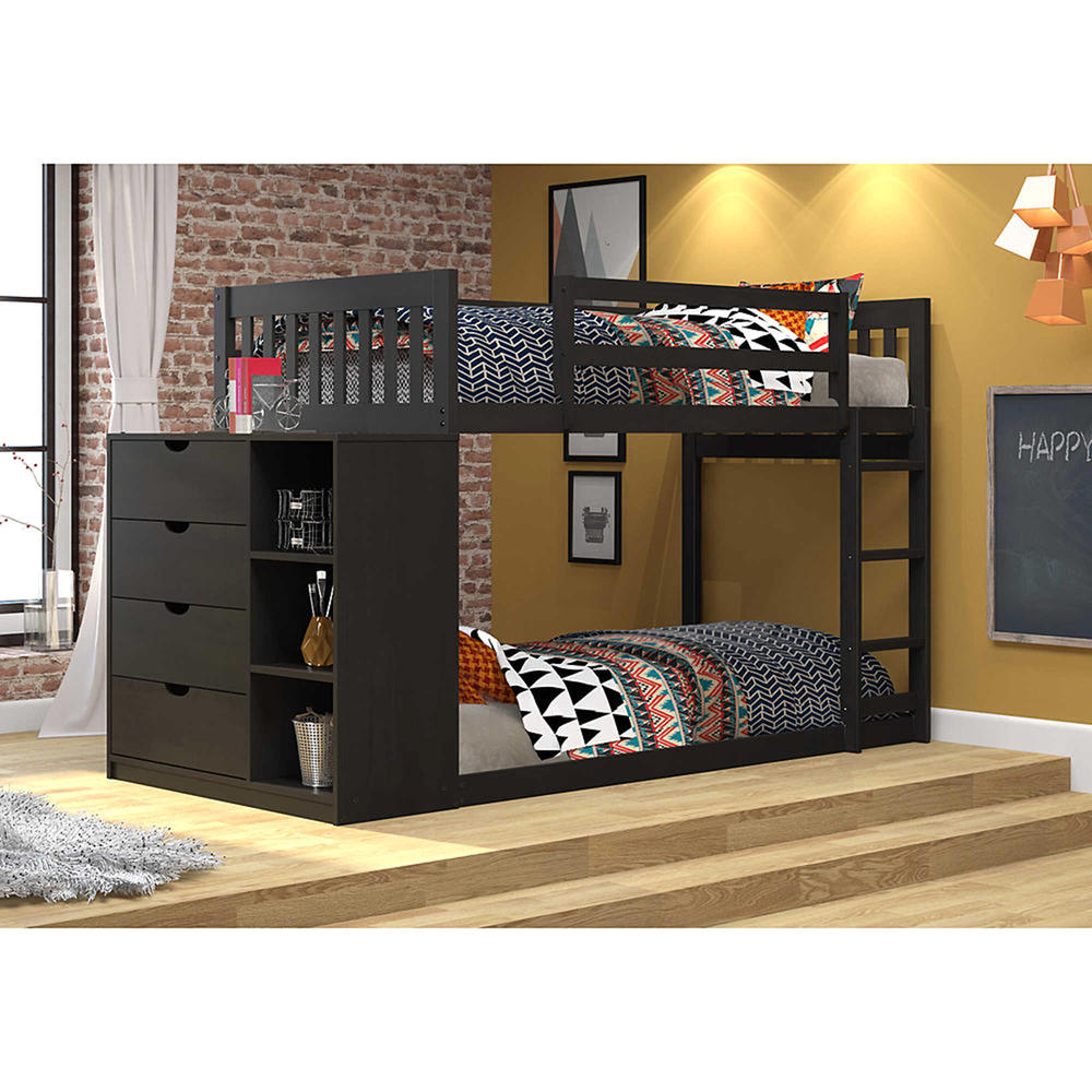 DONCO kids Mission Twin Over Twin Bunk Bed - Black Brown