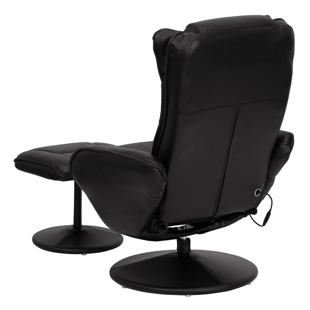Flash Furniture Massaging Black Recliner and Ottoman with Wrapped Base