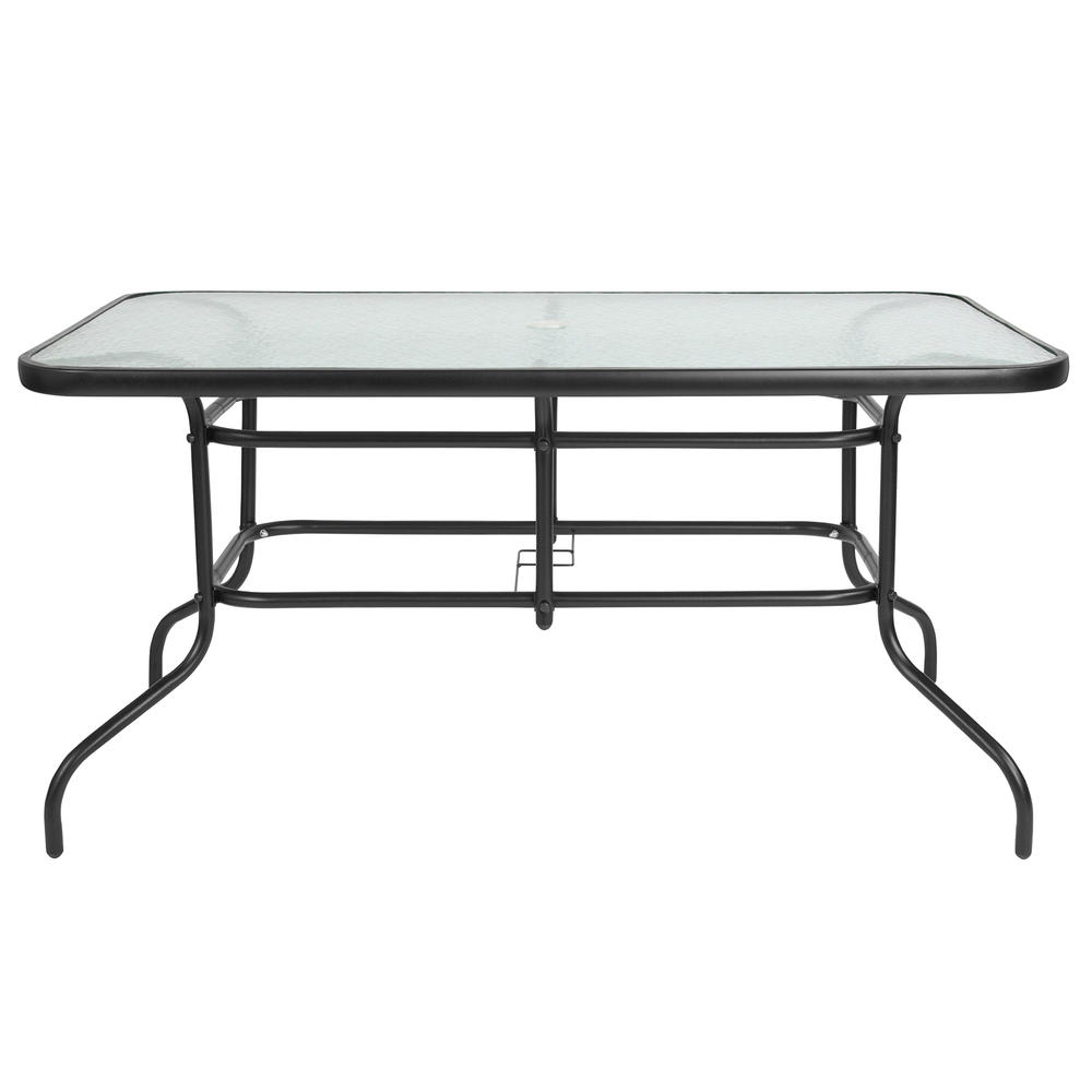 Flash Furniture 31.5" Rectangular Tempered Glass Metal Table