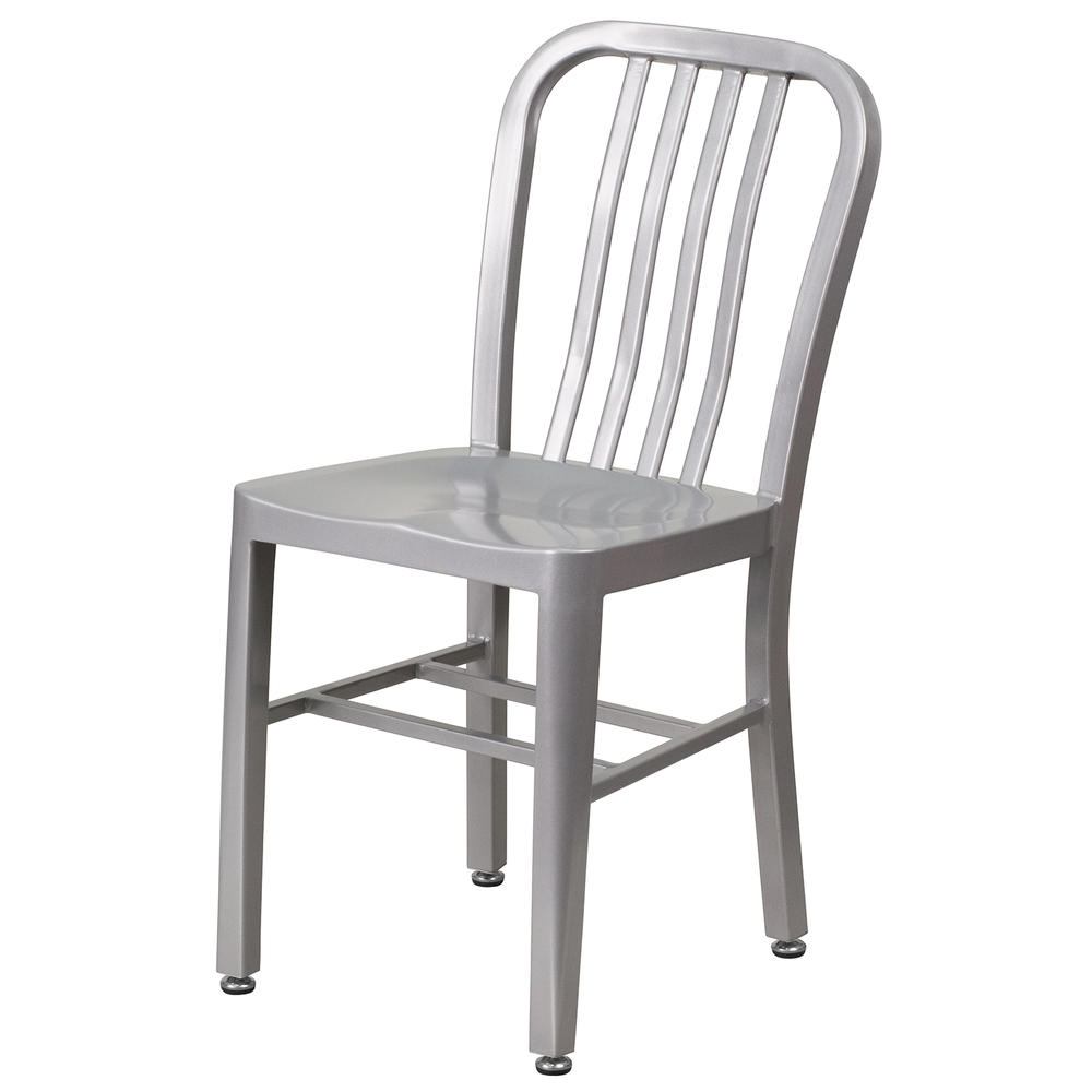 Flash Furniture Indoor and Outdoor Metal Dining Chair - Silver