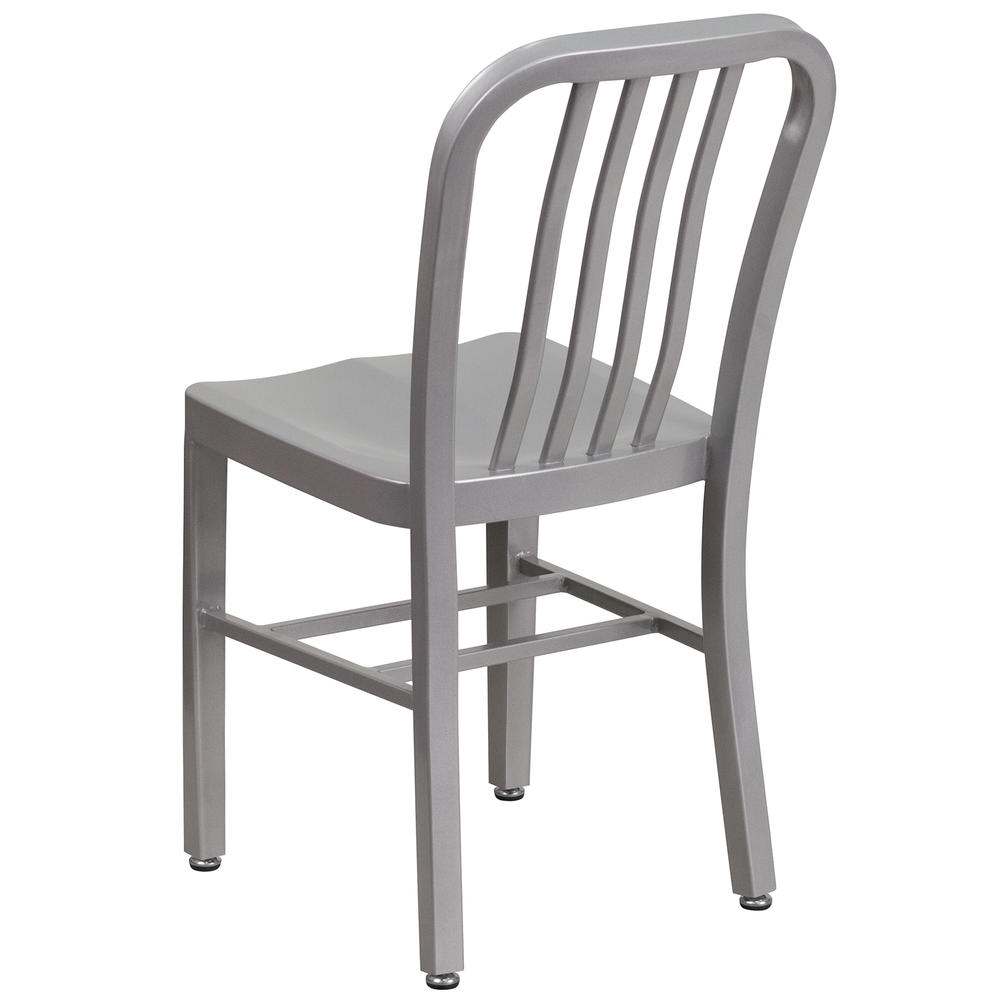 Flash Furniture Indoor and Outdoor Metal Dining Chair - Silver