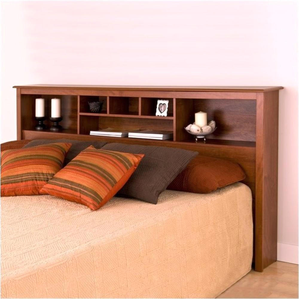Bowery Hill King Size Composite Wood Bookcase Headboard - Cherry