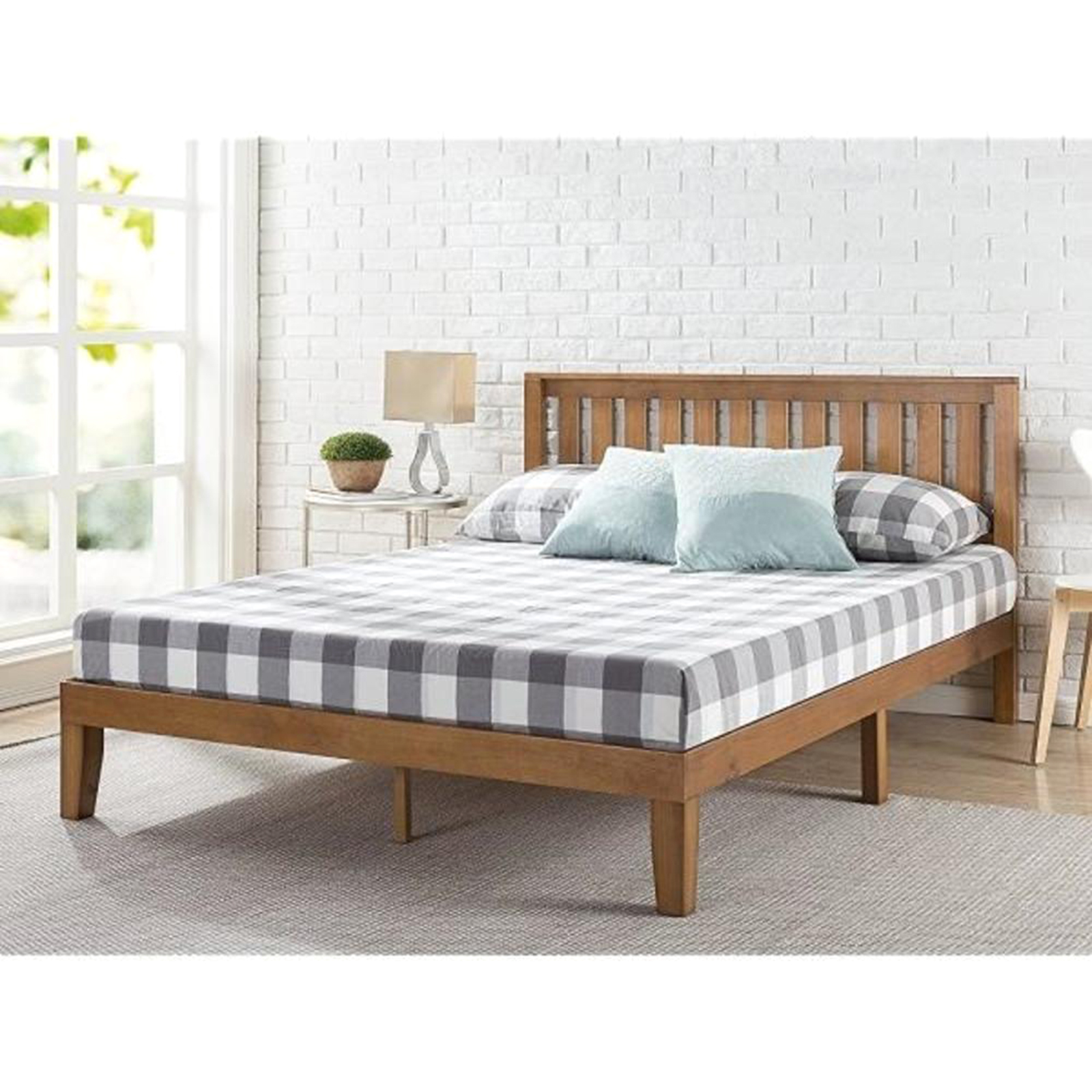 Zinus Queen Wood Platform Bed Frame, Queen Wood Platform Bed Frame With Headboard