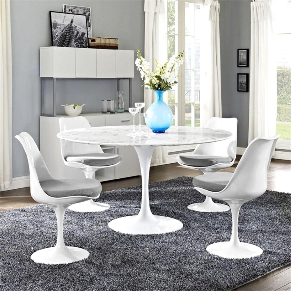 Modway Lippa 54" Round Metal Dining Table - White