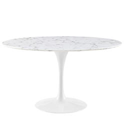 Modway Lippa 54" Round Artificial Marble Dining Table - White
