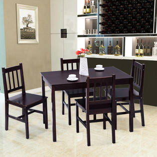 Goplus 5pc Pinewood Dining Table Set Sears Marketplace